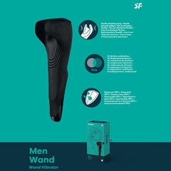 Satisfyer Men Wand Black Usb Rechargeable Vibrating Masturbator Wand