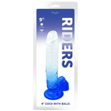  Playful Riders 9 In. Cock With Balls Blue