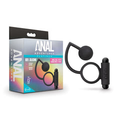 Black Anal Adventures Platinum Anal Ball & Vibrating C-ring