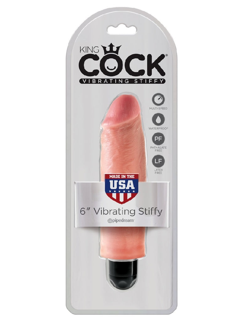 KING COCK 6 IN. VIBRATING STIFFY WHITE FLESH KING COCK